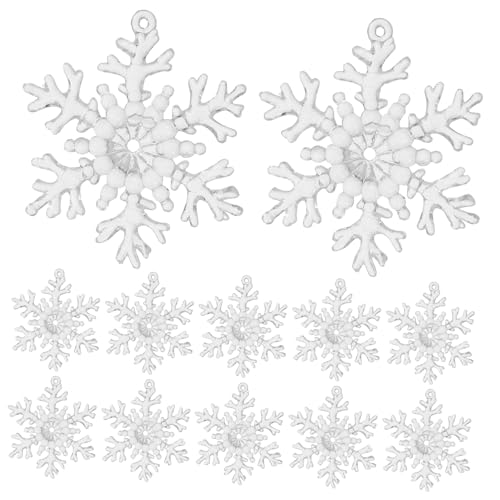Pendentifs flocon de neige de Noël FCXDMY | 50 ornements blancs et transparents pour sapin
