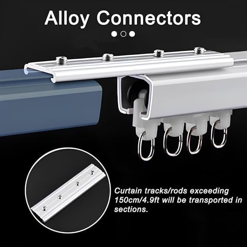 Heavy Duty Aluminum Ceiling Track System for Room Divider - Sliding Rod & Rail, Custom Length (Champagne, 8.53ft/2x4.26ft) - Ideal for Home & Office Spaces