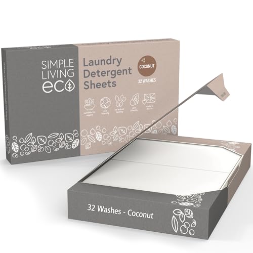 Simple Living Eco, Laundry Detergent Sheets, Simplify Your Washing With Our Compact Laundry Sheets, Eco Washing, Non Bio & Skin-Friendly, (32 Sheet Pack, Coconut)