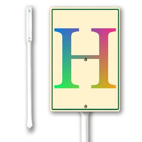 Geroclonup Panneau de cour lettre H de 11,5 x 15 cm avec piquets en métal, panneau de lettres pour place de stationnement, panneau de lettres en aluminium pour parkings, lettres en métal pour quai,