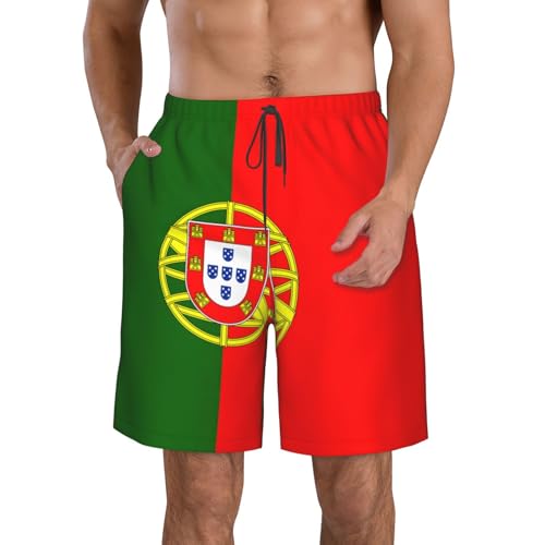 nanger Portuguese Flag Men'S Swim Trunks Quick Dry Shorts Bathing Suit with Pockets, for Beach, Summer, Sports