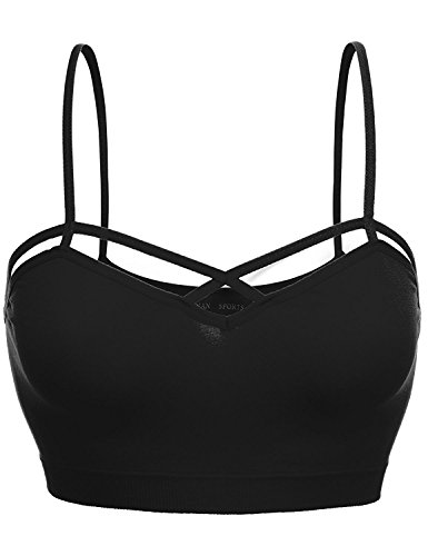 Stretch Seamless Cut Out Strappy Sport Bras Free (S-L) 010-black