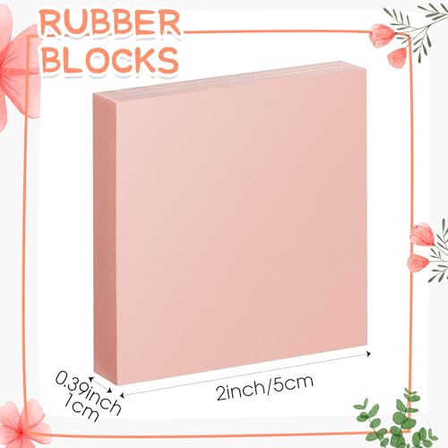 Image of Frienda 1 Pcs 2 inch x 2 inch Rubber Carving Blocks Linoleum Blocks for Printmaking, Stamp Making, DIY Crafting, Scrapbook, Painting, Soft and Easy to Carve (Pink)
