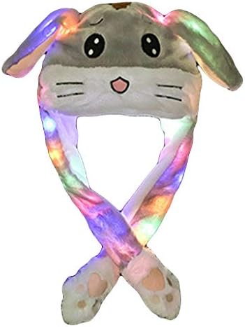 Led Rabbit Hat Ear Moving Jumping Hat Funny Bunny Plush Hat Cap for Women Girls, Cosplay Christmas Party Holiday Hat