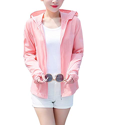 HJFGIRL Damen 2 in 1 Packable Sonnenschutz-Visierhut und Langarmjacke Radfahren Angeln Outdoor-Sweatshirt Langarm Cover