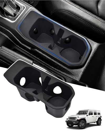 Image of Cup Holder Inserts for Jeep Wrangler JL JLU 4xe & Gladiator JT 2018-2025, Non-Slip TPE Cup Holder Liners & Center Console Inserts, Interior Accessories Protect Against Spills, Scratches and Rattles