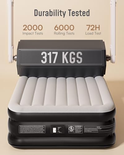 Airefina Inflatable Air Mattress, Double Airbed with Built-in Electric Pump, Blow Up Mattress In 3 Mins Fast Inflation, Type-0 Technology, Portable Air Bed for Home Camping, 190x137x46cm - Image 3