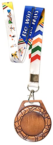 Image of Be Win 3D Designed 3 inch Inches Dia Arm Wrestling Gold, Silver & Brown Medal with Multi Color Tag for Arm Wrestling Events & Competitions (3 Pcs. Medals with Tag's, Bronze)