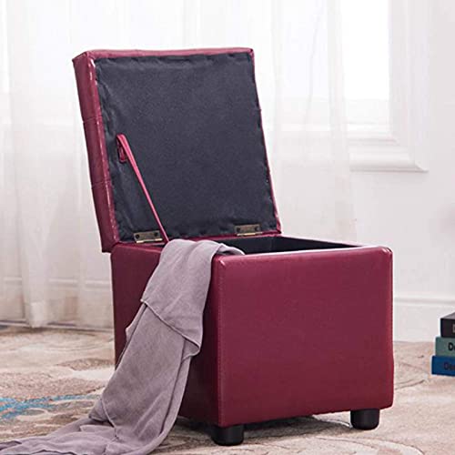 Cube de rangement polyvalent pouf en cuir marron pour chambre