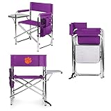 Picnic TIME NCAA Clemson Tigers Sports Chair with Side Table - Beach Chair - Camp Chair for Adults