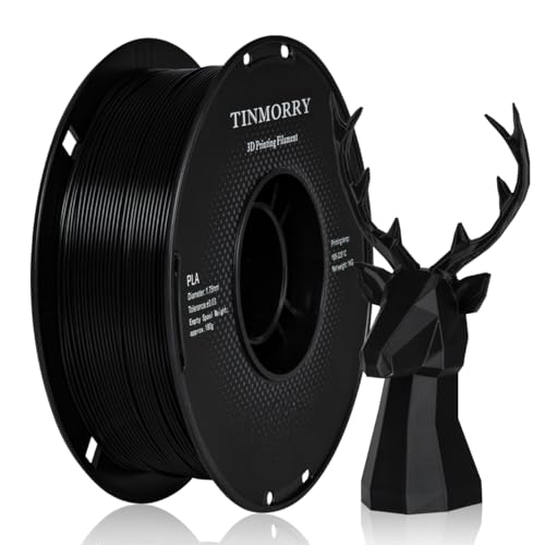 TINMORRY PLA Filament 1.75mm 1kg, Rapid PLA 3D Printer Filament, Compatible with Most FDM 3D Printers, 1 KG 1 Spool, Bla