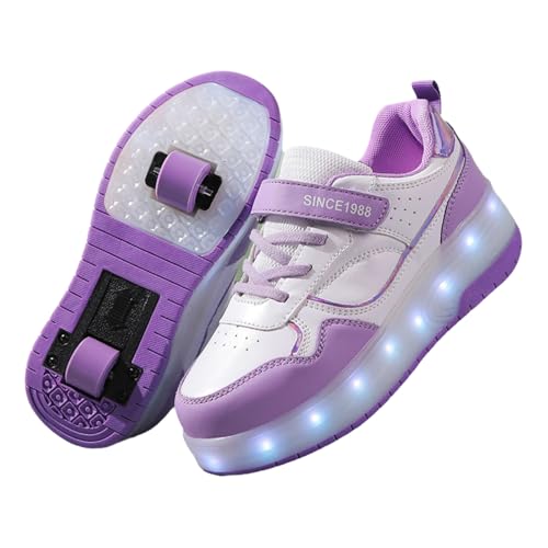 Viaoragiosa Zapatillas con Ruedas para NiñOs,Zapatillas Ruedas,Zapatillas Deportivas con Ruedas,Led Luces,con Dos Ruedas,Recargables,Rueda Trasera AutomáTica,CumpleañOs