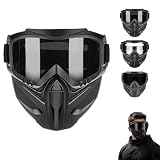 Detachable Full Face Goggle Mask, Outdoor Protection Anti-Fog UV-Resistant Full Face Dust Mask for Riding, Grass Cutting and Welding (Grey)