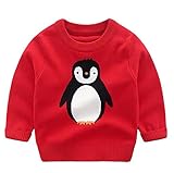Baby Toddler Boys Knit Sweater Unisex Girls Cartoon Pullover Sweatershirt Crew Neck Animals Sweater (Penguin, 2-3T)