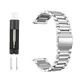 smtfcty Edelstahl Uhrenarmband 20mm Galvanisieren Edelstahl Armbänder Mit Doppelt Faltschließe Ersatzarmband,Metall Ersatzarmband Zubehör mit verstellbarem Glied Werkzeug für Herren Damen