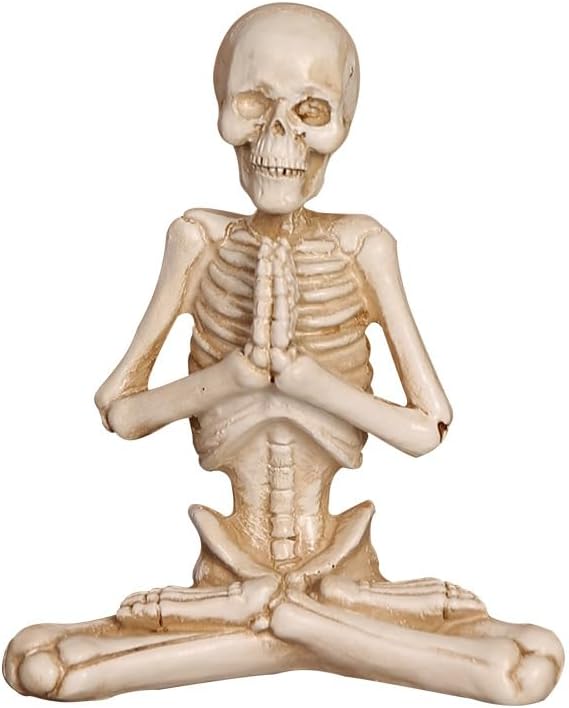 AirAds Dollhouse 1:12 Scale Dollhouse Miniatures Halloween Presents Gifts Resin Skeleton Living Room (#02 Praying Skeleton)