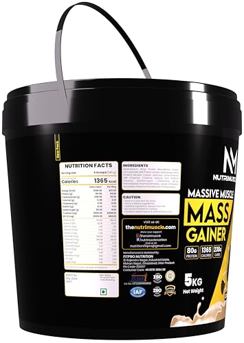 Image of Nutrimuscle Massive Muscle Mass Gainer - 5 Kgs - Cookies and Cream flavour - For Strenghth, Muscle and Mass Gain