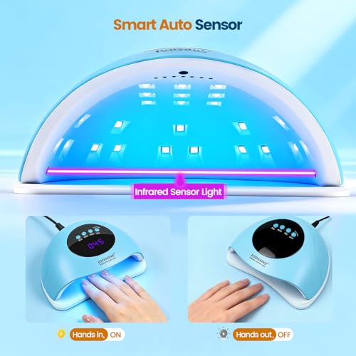 Image of JODSONE U V LED Nail Lamp Blue Gel Polish Nail Dryer with Smart Auto Sensor 4 Timing Modes Fast Curing Suitable for Home and Salon