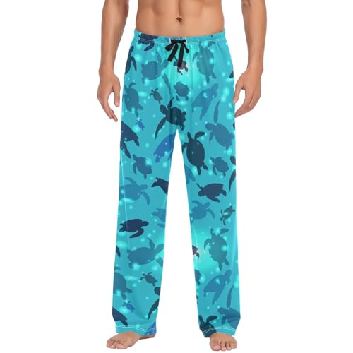 Sun Swims Turtle Pajama Pants Galaxy Sea Marine Animal Lounge Sleepwear PJs Men's Pajama Bottoms Casual Sleep Pants M