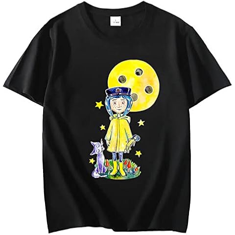 WXDL Coraline Jones Funny Print T-Shirt, Fashion Trend Hip Hop Harajuku Horror Movie Half Sleeve Pullover, Gothic Aesthetic Street Casual Comfortable Sweatshirt for Men and Women (XS-3XL) Cover