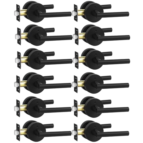 Image of Goldenwarm 12 Pack Black Door Handles Interior, Matte Black Door Lever Privacy Door Handles Keyless, Zinc-Alloy Heavy Duty Door Hardware for Bedroom Bathroom