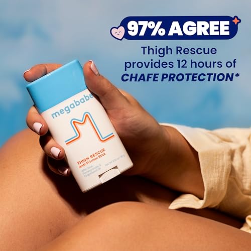 megababe thigh rescue anti-chafe stick  prevents skin chafe amp irritation  thighs arms bra-lines amp more