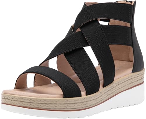 Jeossy Women's Platform Wedge Sandals White Pu Strappy Summer 866...