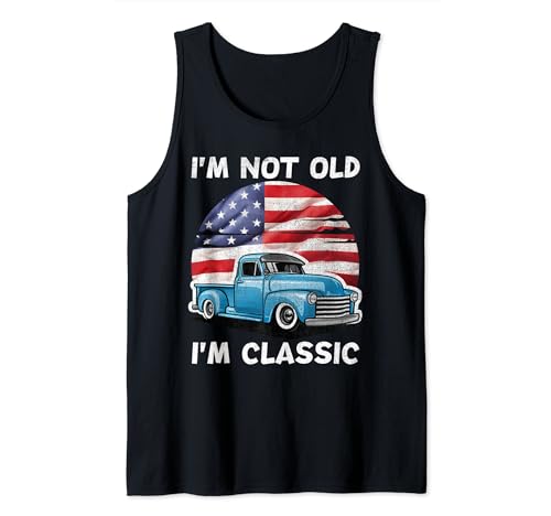 Bandera de Estados Unidos con texto en inglés "I'm Not Old I'm Classic" Camiseta sin Mangas