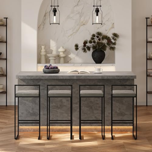 homary 72" Kitchen Island with Seating Japandi Gray Kitchen Island