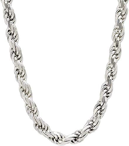 Savlano 925 Sterling Silver 6mm Solid Italian Rope Diamond Cut Twist Link Chain Necklace With a Gift Box For Men & Women - Made in Italy (20, 6mm)