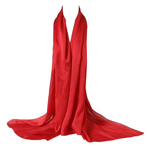 Bellonesc Silk Scarf 100% silk Long Lightweight Sunscreen Shawls for Women (purplish red)