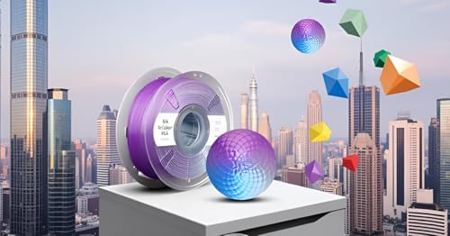 Image of Numakers Tri-Color Silk PLA Filament 1.75mm 1kg | Premium Glossy PLA for 3D Printing | Smooth Shine Vibrant Triple Tone Color Shifts | Easy to Print High Detail Finish (Silver-Purple-Blue)