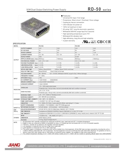 Alimentation à découpage RD-50A Mean Well double sortie AC-DC 5V 12V