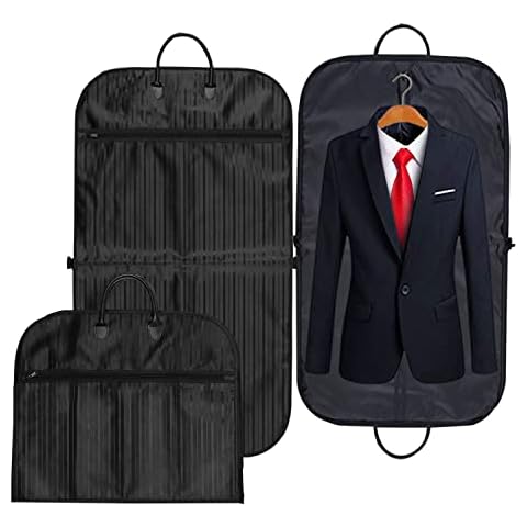Jorlyen Suit Cover Carrier Bag, Foldover Breathable Garment Cover Travel Bag with Carry Handles and Metal Eyehole for Folding for Suits, Tuxedos, Dresses, Coats & More,100cm*60cm(40 * 24 inch) Cover