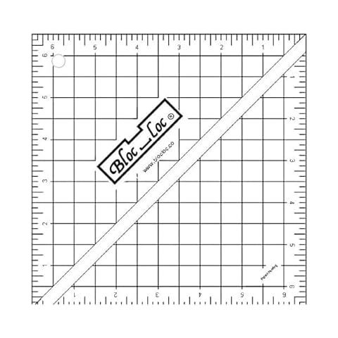 Bloc Loc Half Square Triangle Multiple-Sized 6-1/2" Quilting Ruler with Grid Lines Cover