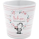 Sheepworld Blumentopf mit Motiv Schön | Blumenübertopf aus Steinzeug, Höhe 10,5 cm, mit Spruch und Geschenk-Banderole | Geschenk Blumen, Geburtstag | 47523