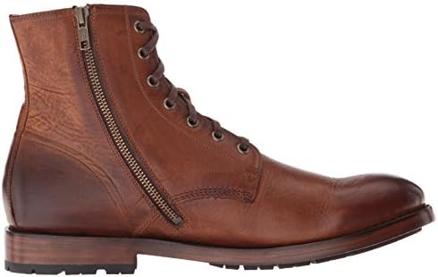 Frye Bowery Lace Up Vintage-Style 6 ¼” Leather Boots for Men Made from Pull Up Leather with Antique Brass Hardware, Goodyear Welt Construction, and Zipper Closure, Cognac - 8M | Image 4