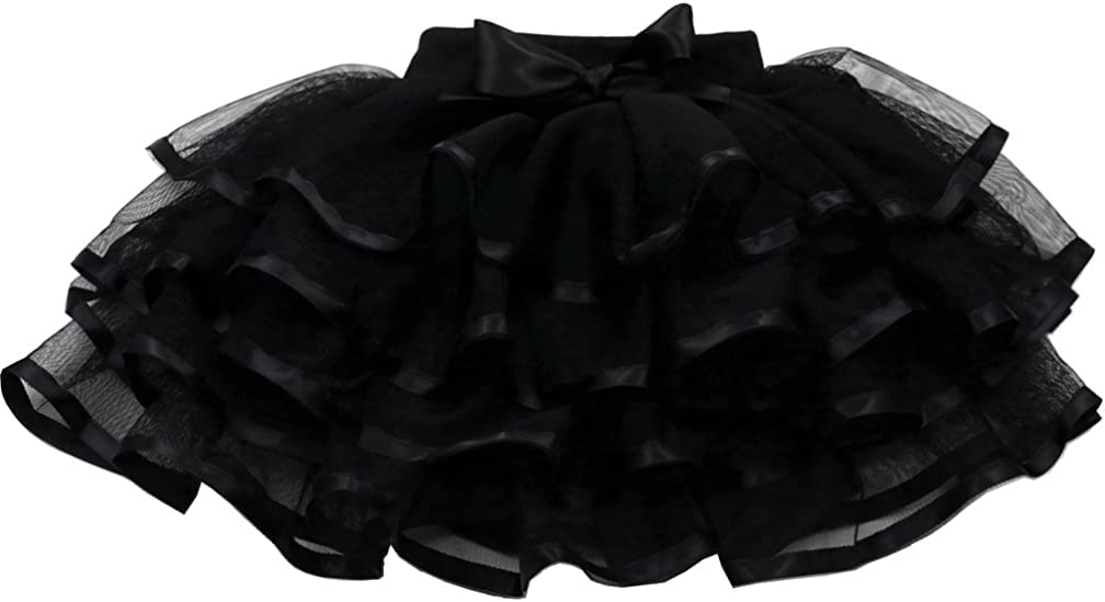 jaffiustTutu Skirt with Bow, 4 Layer Tutu Kids Dress Layered Tulle Tutu for Girls Ballet Dress Up Kids Tutu Tulle Tutu Skirt Diaper Cover Tutu Skirts Toddler Tutu Skirt
