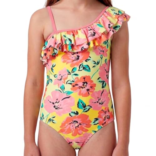 Image of Kanu Surf Girls Morgan Floral Ruffle 1-Shoulder 1-piece Swimsuit