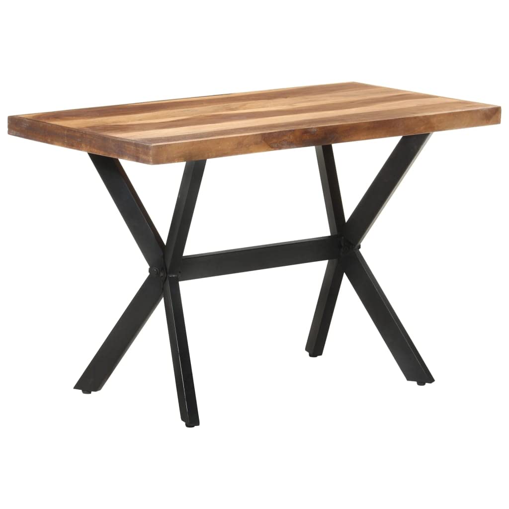 Table à manger en bois massif 120x60 cm style industriel avec cadre en acier couleur miel