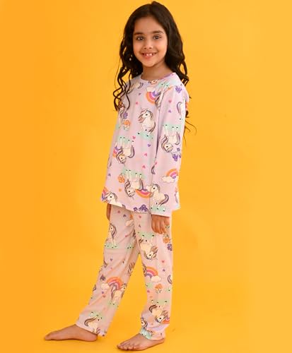 Image of Anthrilo Pure Cotton Printed Pyjama Set for Girls | Sleepwear | Night Suit, Night Wear | Long Sleeves T-Shirt & Pyjama | Regular Wear | 0-14 Years