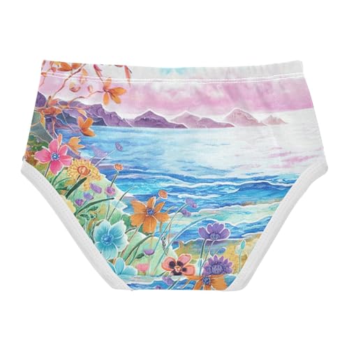 Cotton Toddler Girls Underwear Watercolor Flowers Sea Panties for Girl Aesthetic Undies Kids Briefs 2t2