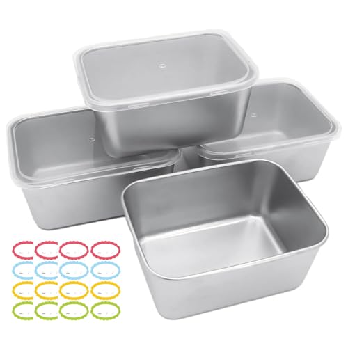 XLTXWD 4Pcs Stainless Steel Containers With Lids, Stainless Steel Food Storage Containers, Food Containers Lunch Picnic Boxes Oven Freezer Dishwasher Safe ﻿