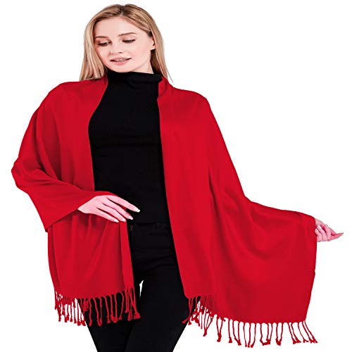 CJ Apparel Diseño de Color Sólido Mantón Nepalés Pashmina Bufanda Secondi NUEVO (Rojo) Cover