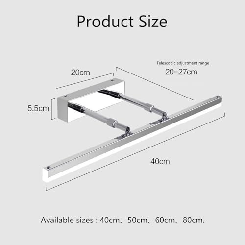 Lámpara de pared cromada para baño e interiores con brazo móvil y tono ajustable de lectura 6