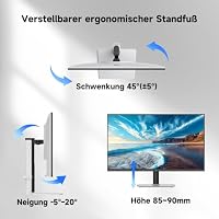 KTC 32 Zoll 4K UHD Monitor, VA-Panel 3840×2160, HDR10, 99% sRGB, ΔE<2, Blaulichtreduziert, HDMI 2.0, DP 1.4, Höhenverstellbarer Standfuß, VESA 100×100 mm, Weißer PC Monitor für Büro, Design, H32U6 – Ansicht 9