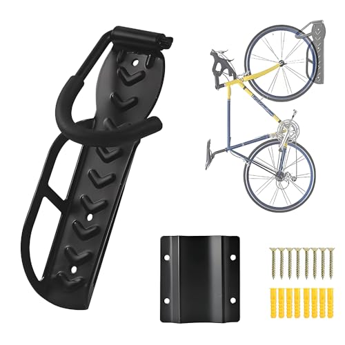 ENGWE MTB Bike Rack Garage Wall Mount, Vertical Bike Storage Rack Bikes Hanger Hooks for Indoor, Garage, Shed, Bicycle Holders with Screws (Movable Hook+Rear Wheel spacers)