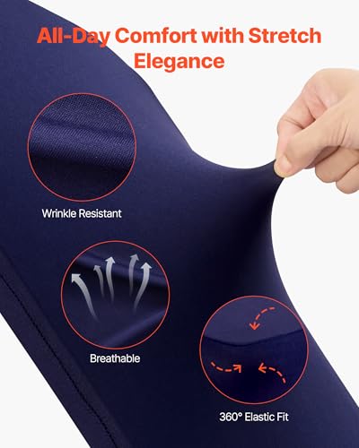 Image of VEVOR Chair Covers, Polyester Spandex Chair Cover, Stretch Slipcovers for Wedding Party Dining Banquet Flat-Front Chair Covers (Navy Blue-a, 50PCS)