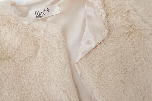 Image of Lilax Girls Cozy Faux Fur Long Sleeve Crew Neck Dress Coat