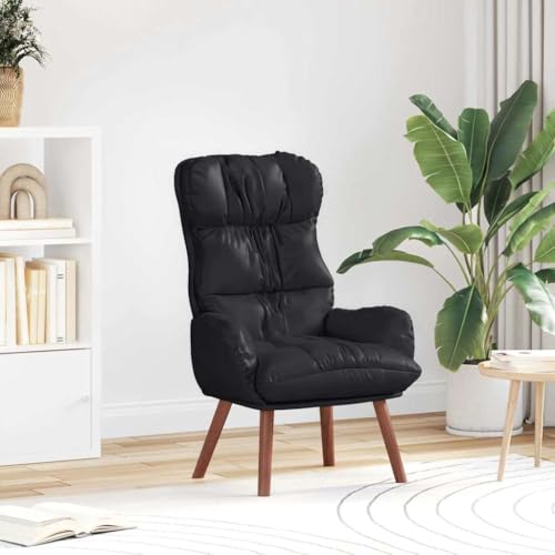 RMIHSJG Silla Relax Negro Sillón de Cuero Sintético Moderno para Sala con Soporte Ergonómico 69 x 74 x 93 cm Cuero sintético